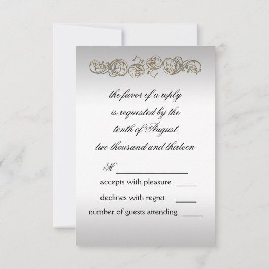 Gold Silver  bruiloft RSVP (Achterkant)