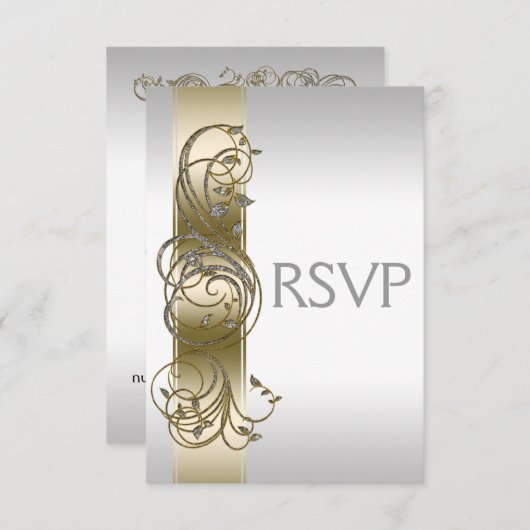 Gold Silver  bruiloft RSVP (Voorkant / Achterkant)