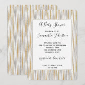 Gold Silver Chic Glam Glitzy Stripes Baby Shower Kaart (Voorkant / Achterkant)