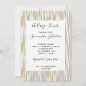 Gold Silver Chic Glam Glitzy Stripes Baby Shower Kaart (Voorkant)