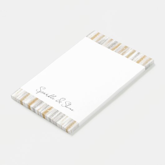 Gold Silver Chic Glam Glitzy Stripes Sparkle  Post-it® Notes (Schuin)