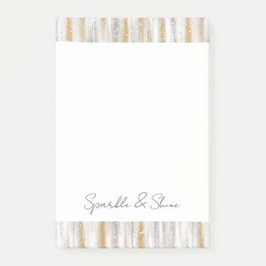 Gold Silver Chic Glam Glitzy Stripes Sparkle Post-it® Notes (Voorkant)
