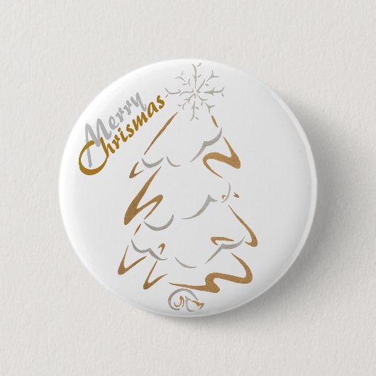 Gold & Silver Chrismas - boom Ronde Button 5,7 Cm (Voorkant)