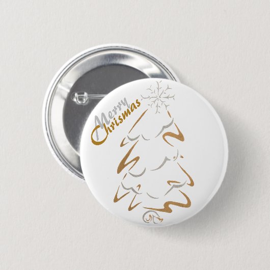 Gold & Silver Chrismas - boom Ronde Button 5,7 Cm (Voorkant /achterkant)