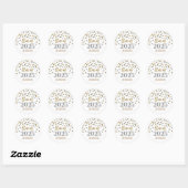 Gold Silver Confetti Afstuderen 2025 Ronde Sticker (Vel)