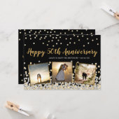 Gold Silver Confetti Photo 50e Jubileum Kaart (Voorkant / Achterkant in situ)