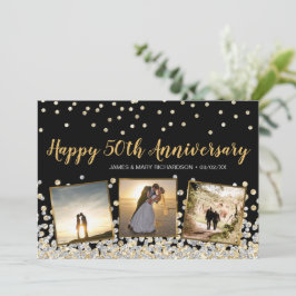 Gold Silver Confetti Photo 50e Jubileum Kaart