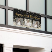 Gold Silver Confetti Photo Collage 25th Birthday Spandoek (Buitenkant Gebouw)