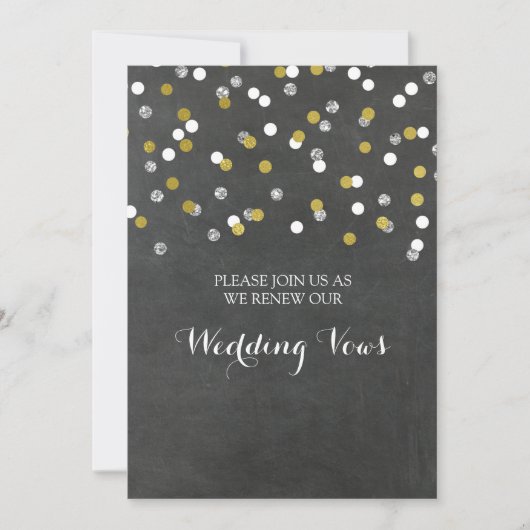 Gold Silver Confetti Vow Renewal Invitation (Devant)