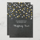 Gold Silver Confetti Vow Renewal Invitation Kaart (Voorkant / Achterkant)