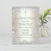 Gold Silver Crystal Snowflake Baptism/Christening Kaart (Staand voorkant)