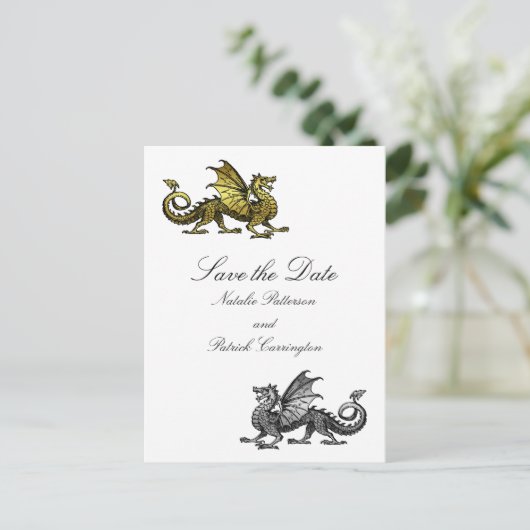 Gold Silver Dragon Enregistrer la carte postale Da (Debout devant)