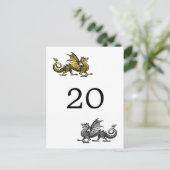 Gold Silver Dragon Numéro de table Carte postale (Debout devant)