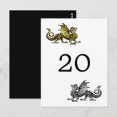 Gold Silver Dragon Numéro de table Carte postale (Devant / Derrière)