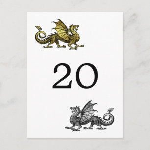 Gold Silver Dragon Numéro de table Carte postale