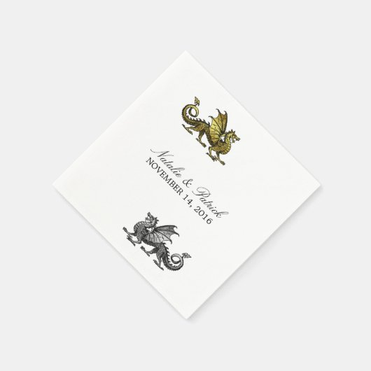 Gold Silver Dragon Wedding Paper Napkins Servetten (Hoek)