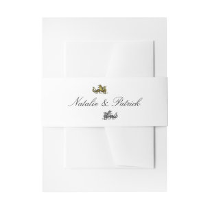 Gold Silver Dragon WedWedding Belly Bands Uitnodigingen Wikkel