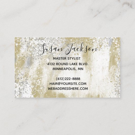 Gold Silver Elegant Black Script Hair & Makeup Bus Visitekaartje (Achterkant)
