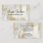 Gold Silver Elegant Black Script Hair & Makeup Bus Visitekaartje (Voorkant / Achterkant)