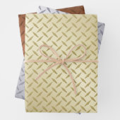 Gold Silver en Bronze Diamond Bord Pattern Inpakpapier Vel (In situ)
