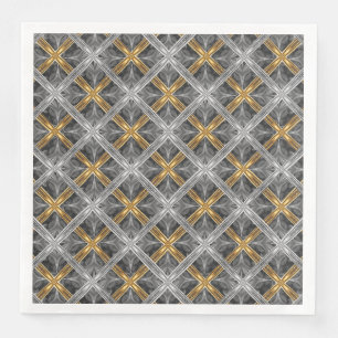 Gold, Silver en Grey Laced Diamonds Pattern Servet
