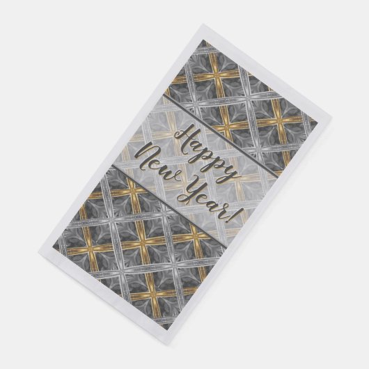 Gold, Silver en Grey Laced Diamonds Pattern Servet (Hoek)