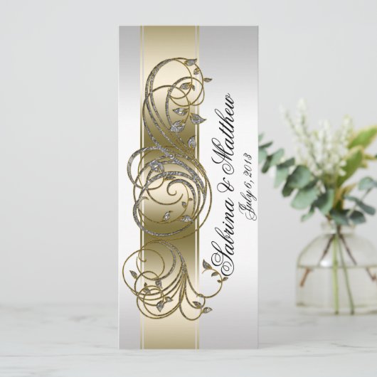 Gold Silver Formal Wedding Program Prayer Programma (Staand voorkant)