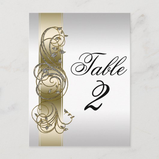Gold Silver  Formele Tabel Nummer Briefkaart (Voorkant)