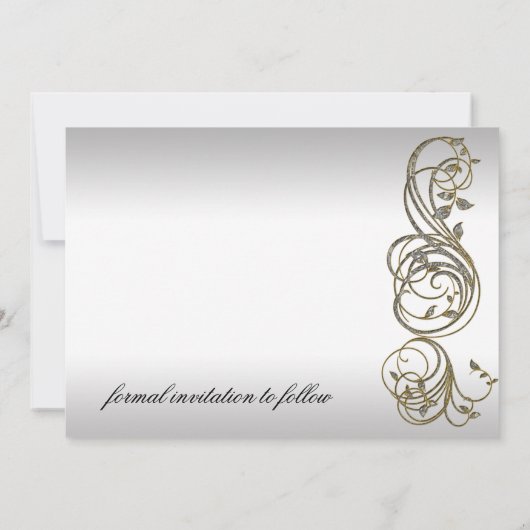 Gold Silver  Formulier sparen de Datum Save The Date (Achterkant)