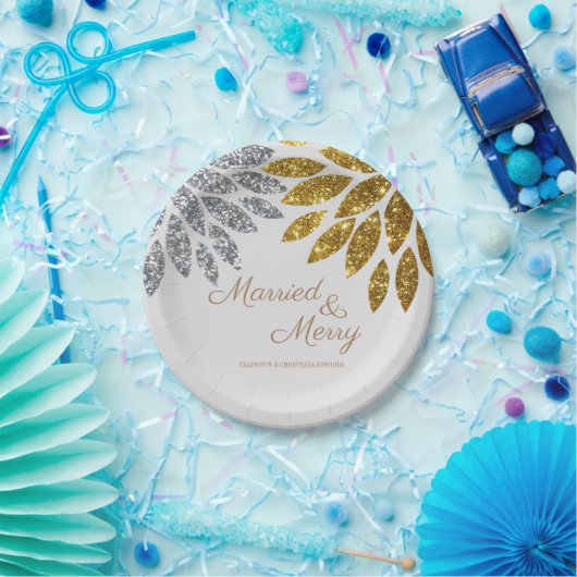 Gold Silver-gehuwd en pretfeest Papieren Bordje (Feest)