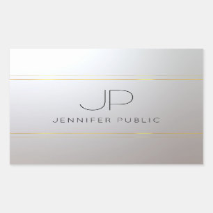 Gold Silver Monogram Sjabloon Initiaal Letter Rechthoekige Sticker