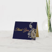 Gold Silver Paisley Mariage hindou Merci (Devant)