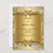 Gold Silver Roos Damask Brocade Party 2 Kaart (Achterkant)