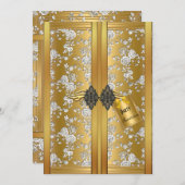  Gold Silver Roos Damask Cupboard Party Kaart (Voorkant / Achterkant)