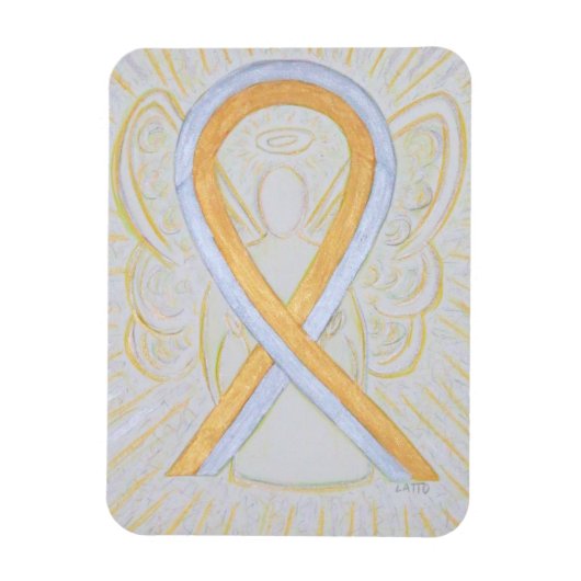 Gold & Silver Sensibilisation Ruban Angel Magnets (Vertical)