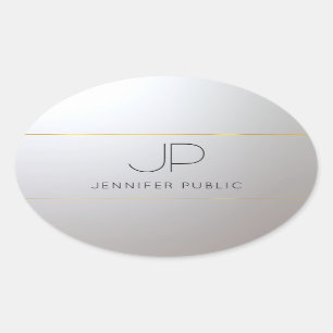 Gold Silver Sjabloon Initiaal Monogram  Ovale Sticker