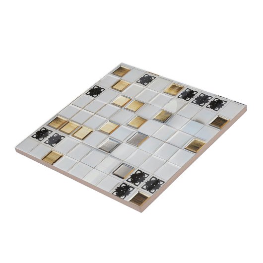 Gold Silver Small Tegel Pattern Tegeltje (Zijkant)