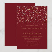 Gold & Silver Stars Confetti Modern Wedding Kaart (Voorkant / Achterkant)