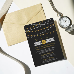Gold & Silver String Lights Nieuwe jaren Eve Party Kaart