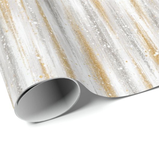 Gold Silver Stripes Christmas Celebration Cadeaupapier (Rol Hoek)