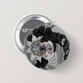 Gold Silver Venetian Mask Ronde Button 5,7 Cm (Voorkant /achterkant)