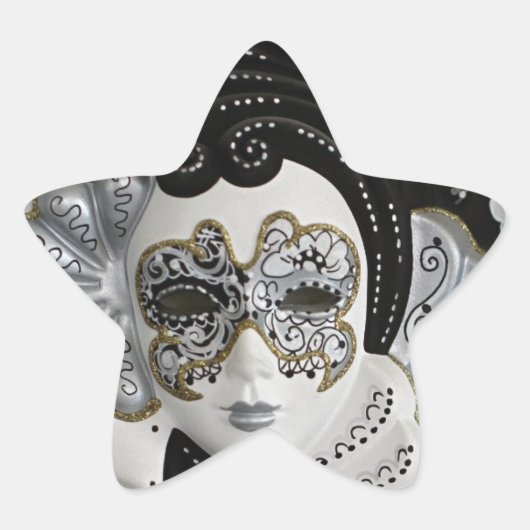 Gold Silver Venetian Mask Ster Sticker (Voorkant)