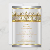 Gold Silver White en Gold Plaque Party Kaart (Achterkant)
