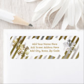 Gold, Silver, White Stripe Retouradreslabels Etiket (Insitu)