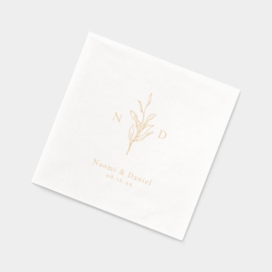 Gold simple botanical wedding monogram (Gauche)