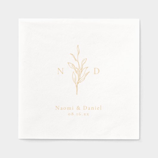 Gold simple botanical wedding monogram (Recto)