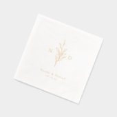Gold simple botanical wedding monogram folie servetten (Links)