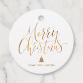 Gold Simple Calligraphy Merry kerst Bedankjes Labels (Voorkant)