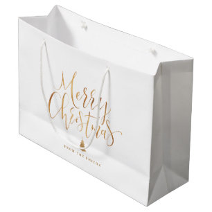 Gold Simple Calligraphy Merry kerst Groot Cadeauzakje