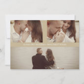 Gold Simple Elegant Three Photos Couple in Loving Save The Date (Voorkant)